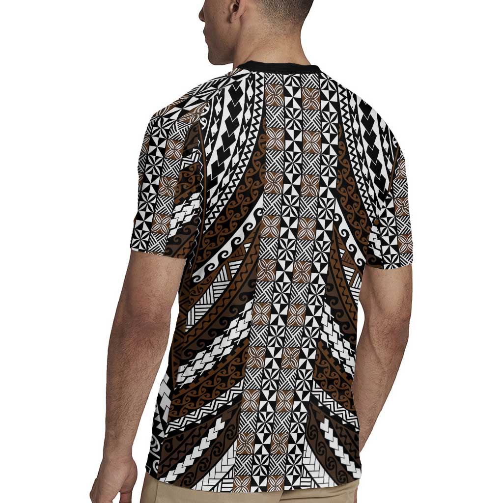Brown Tongan Polynesian Tribal Rugby Jersey - Polynesian Pride