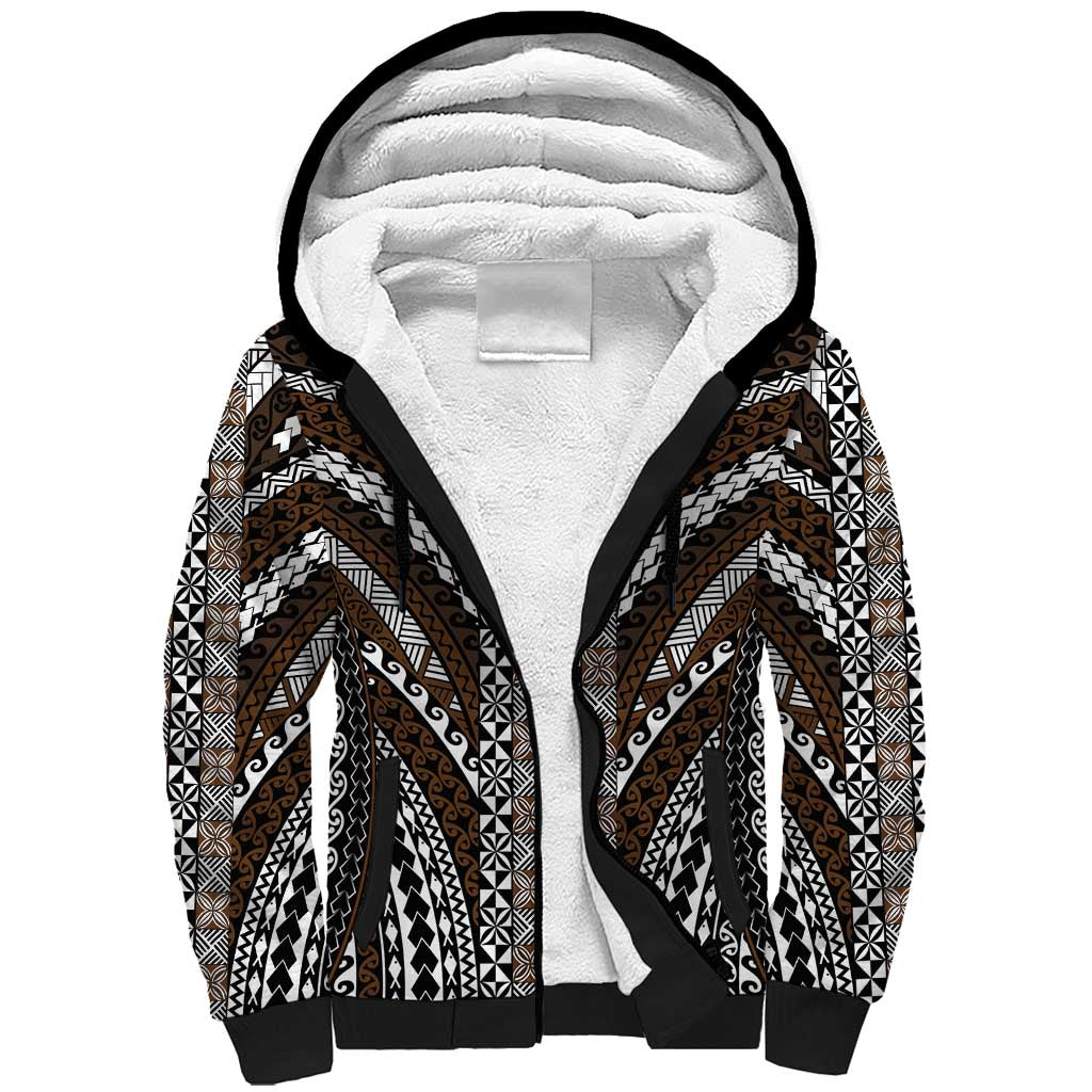 Brown Tongan Polynesian Tribal Sherpa Hoodie LT9 Unisex Brown - Polynesian Pride