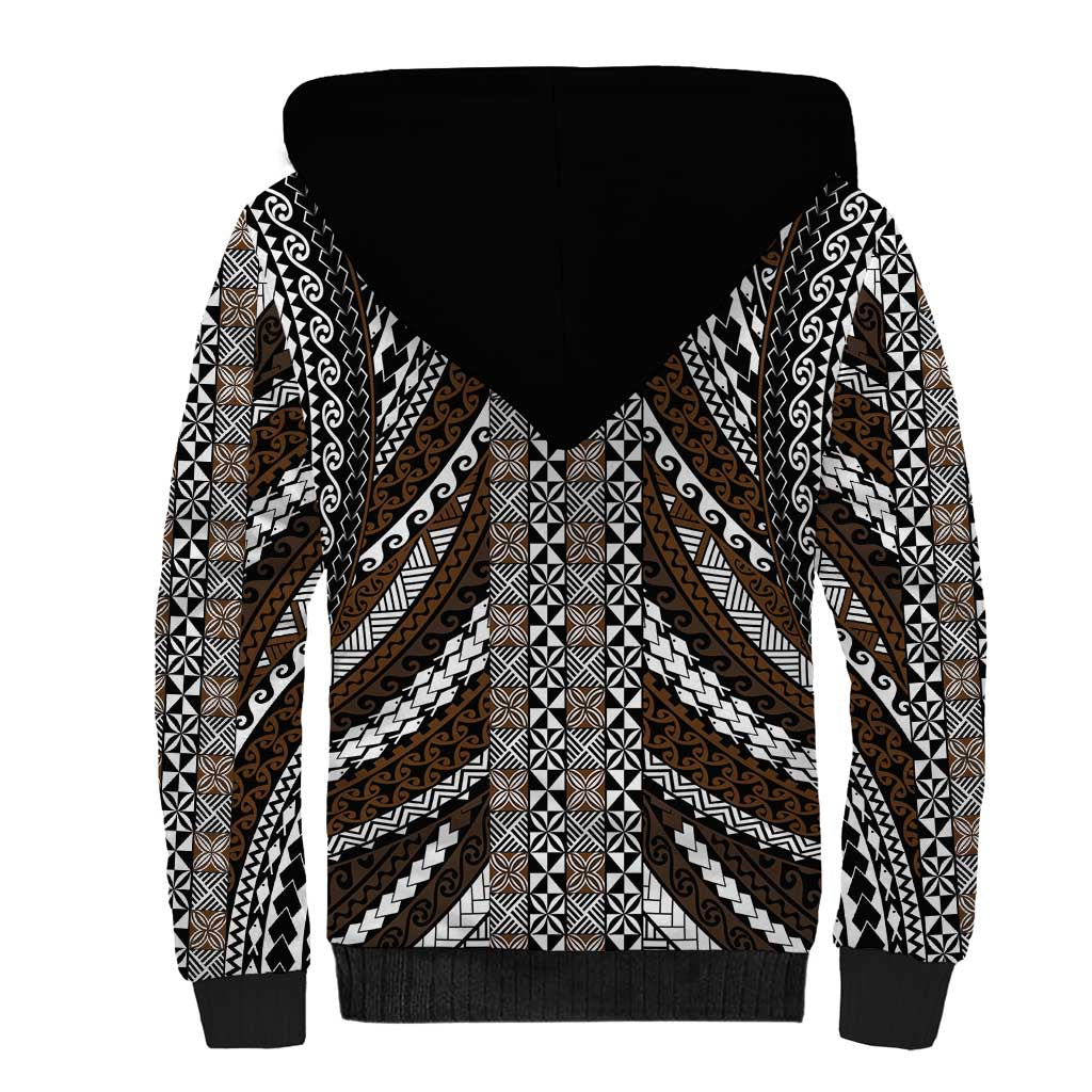 Brown Tongan Polynesian Tribal Sherpa Hoodie LT9 - Polynesian Pride