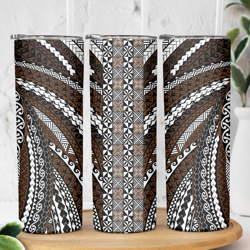Brown Tongan Polynesian Tribal Skinny Tumbler - Polynesian Pride