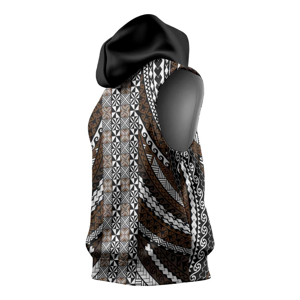 Brown Tongan Polynesian Tribal Sleeveless Hoodie LT9 - Polynesian Pride