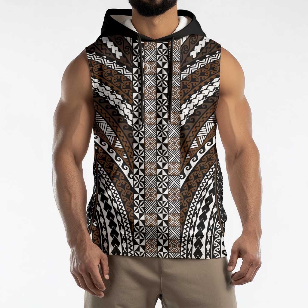 Brown Tongan Polynesian Tribal Sleeveless Hoodie LT9 - Polynesian Pride