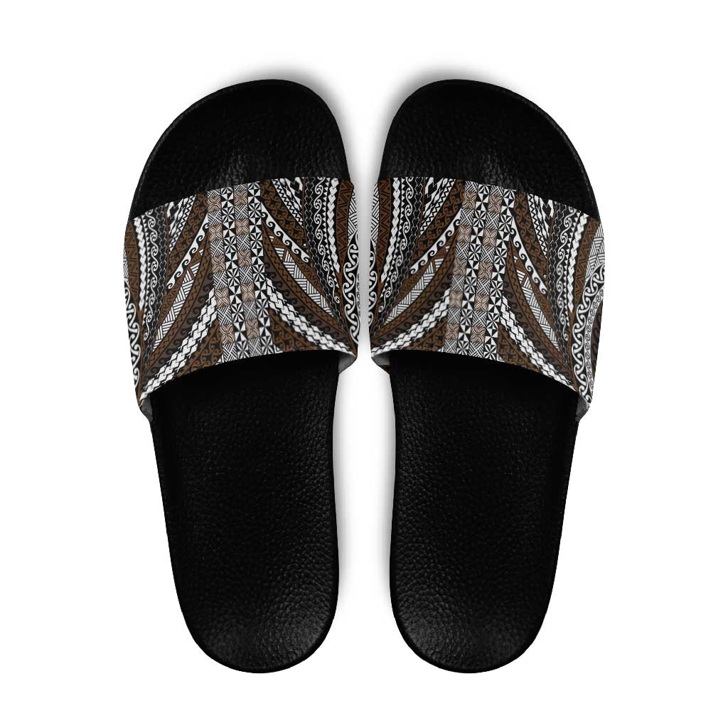 Brown Tongan Polynesian Tribal Slide Sandals - Polynesian Pride