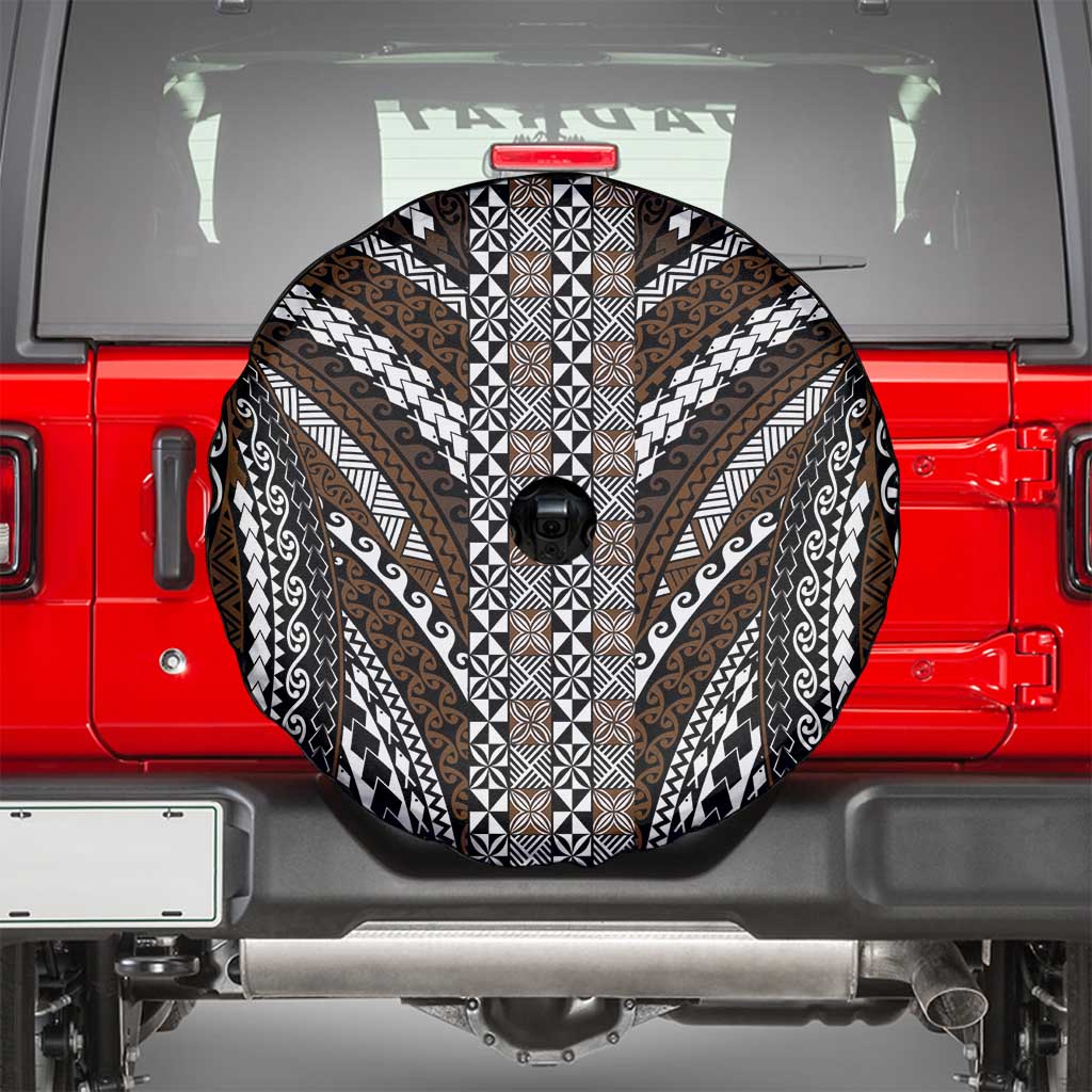 Brown Tongan Polynesian Tribal Spare Tire Cover - Polynesian Pride