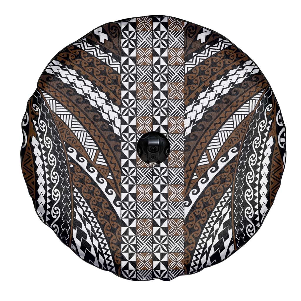 Brown Tongan Polynesian Tribal Spare Tire Cover - Polynesian Pride
