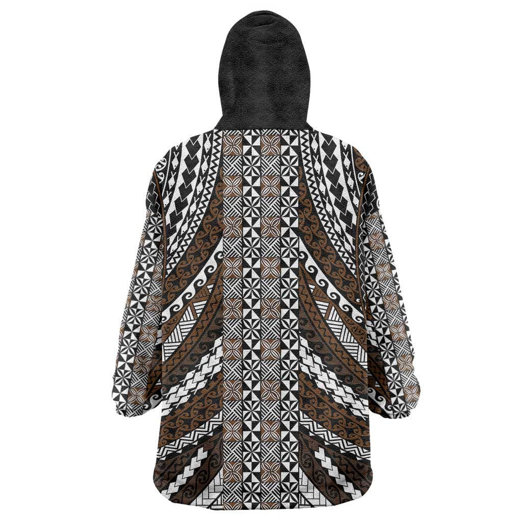 Brown Tongan Polynesian Tribal Wearable Blanket Hoodie - Polynesian Pride