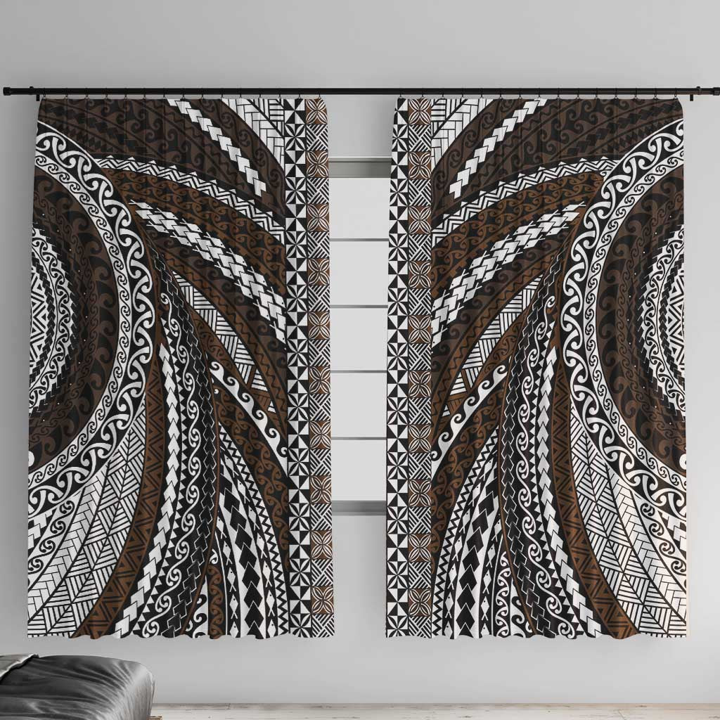 Brown Tongan Polynesian Tribal Window Curtain - Polynesian Pride