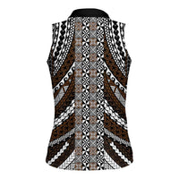 Brown Tongan Polynesian Tribal Women Sleeveless Polo Shirt - Polynesian Pride