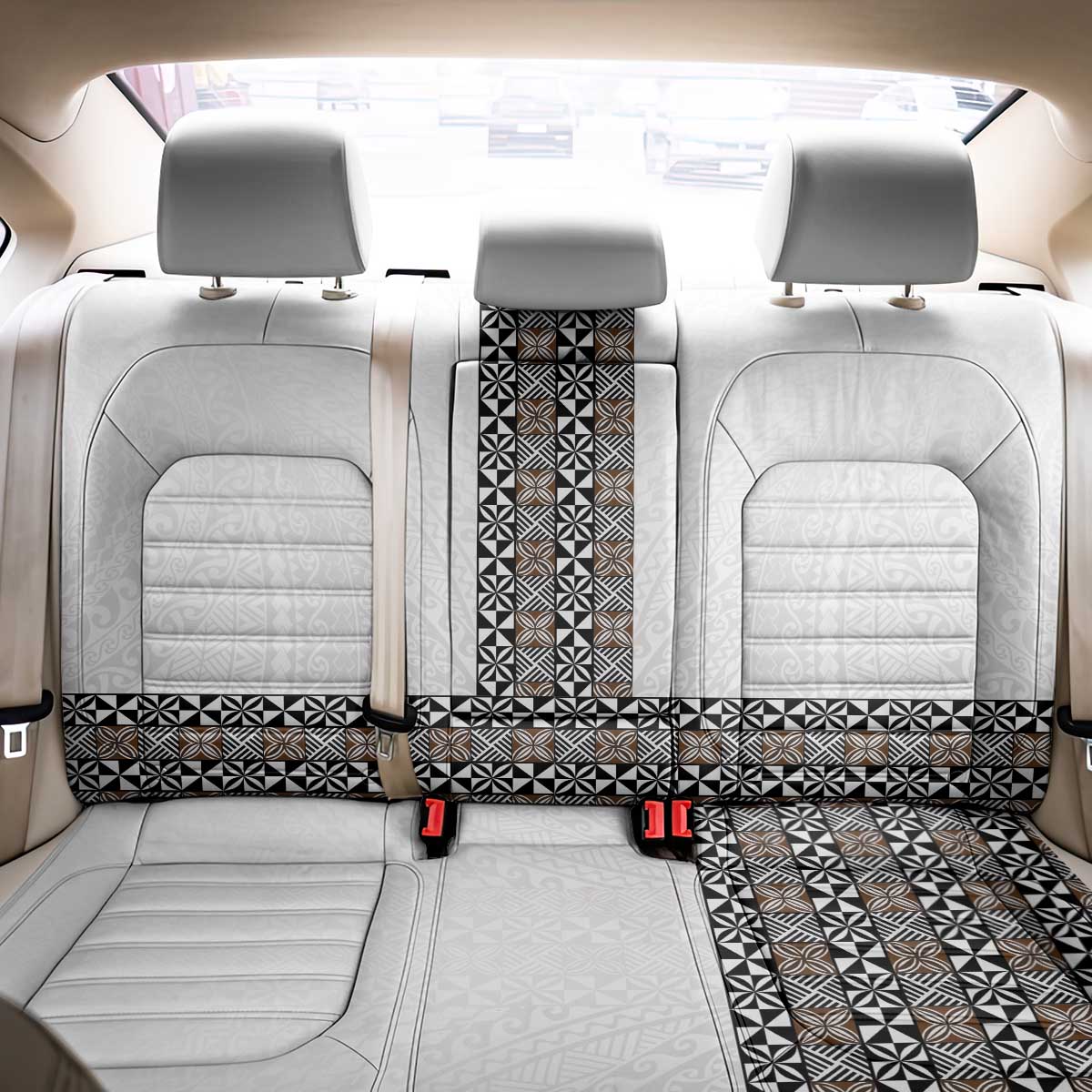 Light Gray Tongan Polynesian Tribal Back Car Seat Cover LT9 - Polynesian Pride