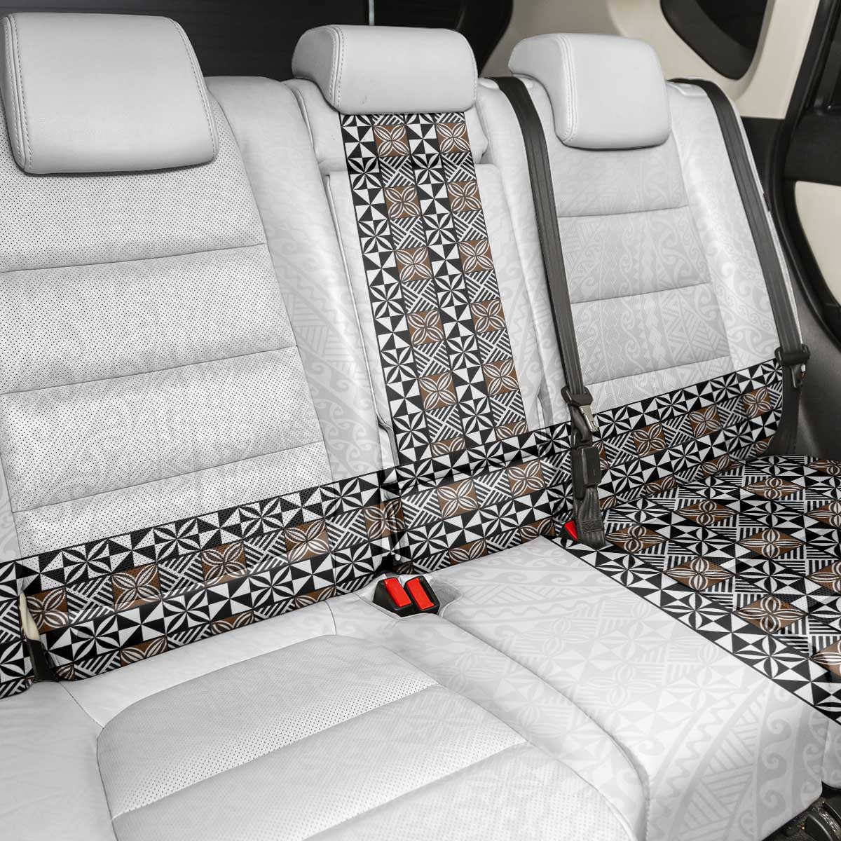 Light Gray Tongan Polynesian Tribal Back Car Seat Cover LT9 - Polynesian Pride