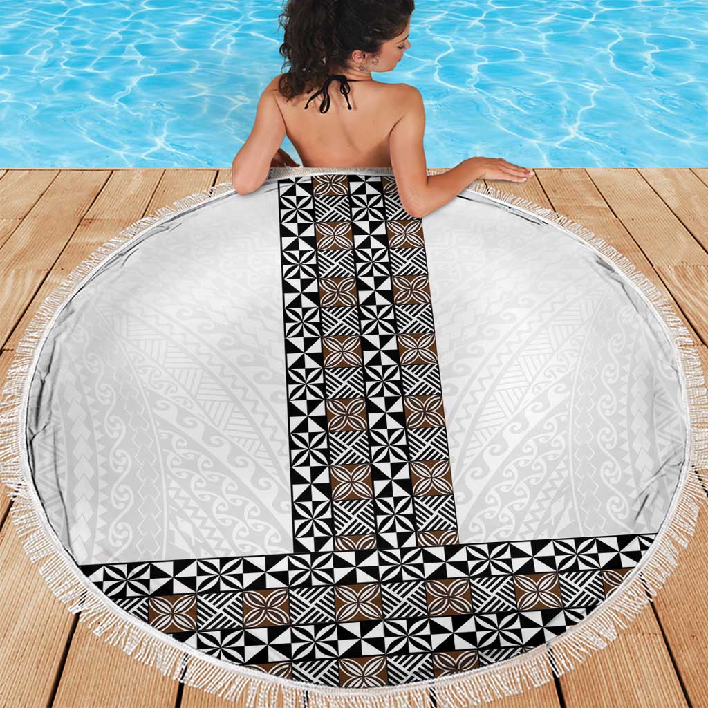 Light Gray Tongan Polynesian Tribal Beach Blanket - Polynesian Pride