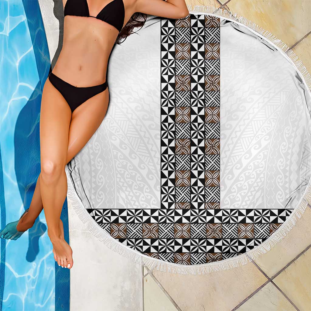 Light Gray Tongan Polynesian Tribal Beach Blanket - Polynesian Pride