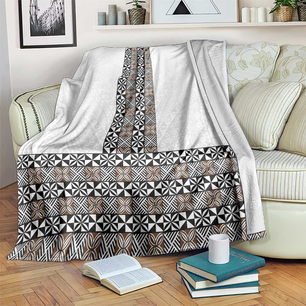 Light Gray Tongan Polynesian Tribal Blanket - Polynesian Pride