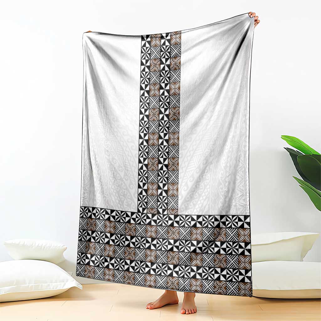 Light Gray Tongan Polynesian Tribal Blanket - Polynesian Pride