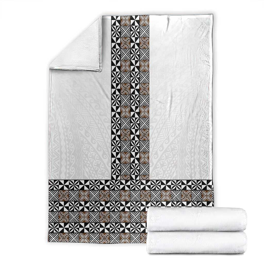 Light Gray Tongan Polynesian Tribal Blanket - Polynesian Pride