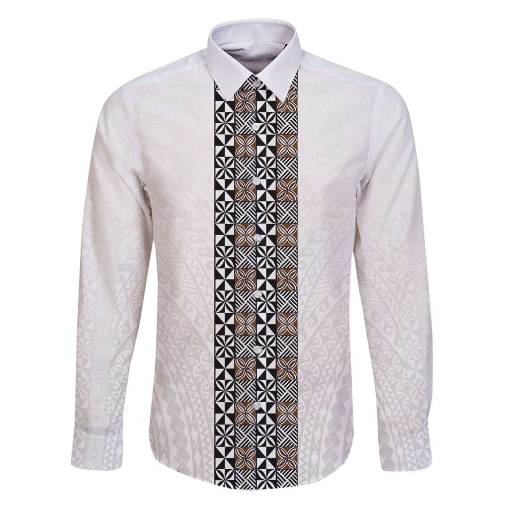 Light Gray Tongan Polynesian Tribal Family Matching Puletasi and Hawaiian Shirt - Polynesian Pride