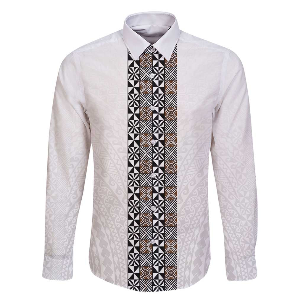 Light Gray Tongan Polynesian Tribal Family Matching Summer Maxi Dress and Hawaiian Shirt - Polynesian Pride