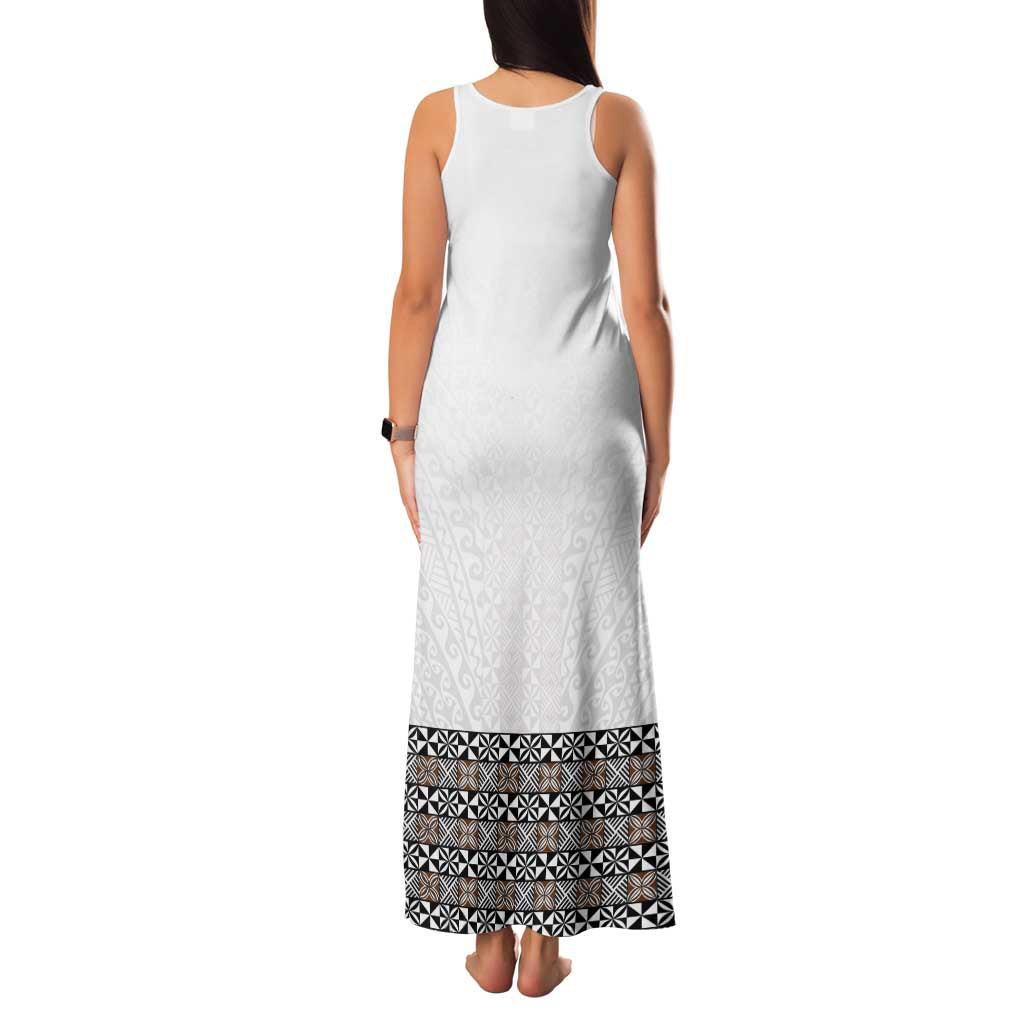Light Gray Tongan Polynesian Tribal Family Matching Tank Maxi Dress and Hawaiian Shirt - Polynesian Pride