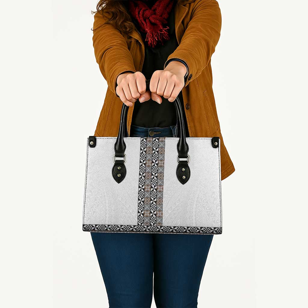 Light Gray Tongan Polynesian Tribal Leather Bag LT9 - Polynesian Pride