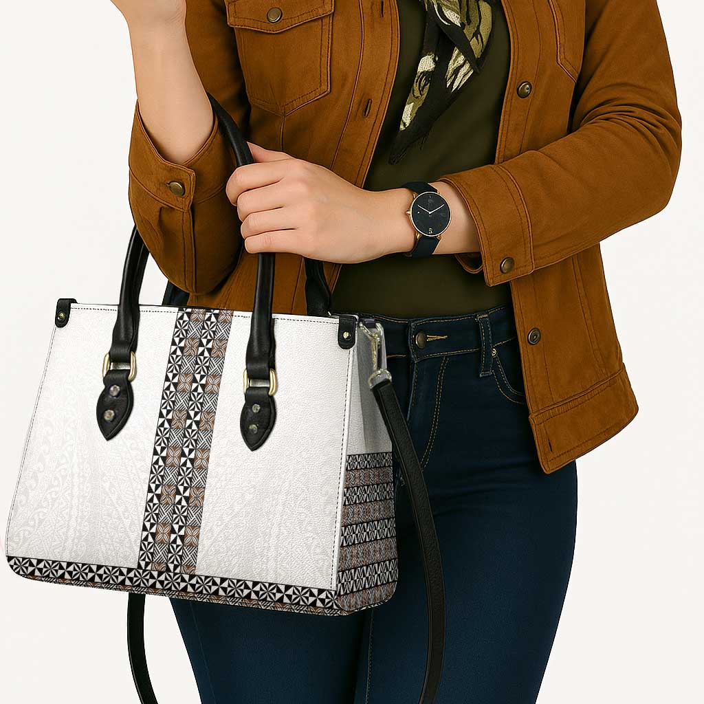 Light Gray Tongan Polynesian Tribal Leather Bag LT9 - Polynesian Pride