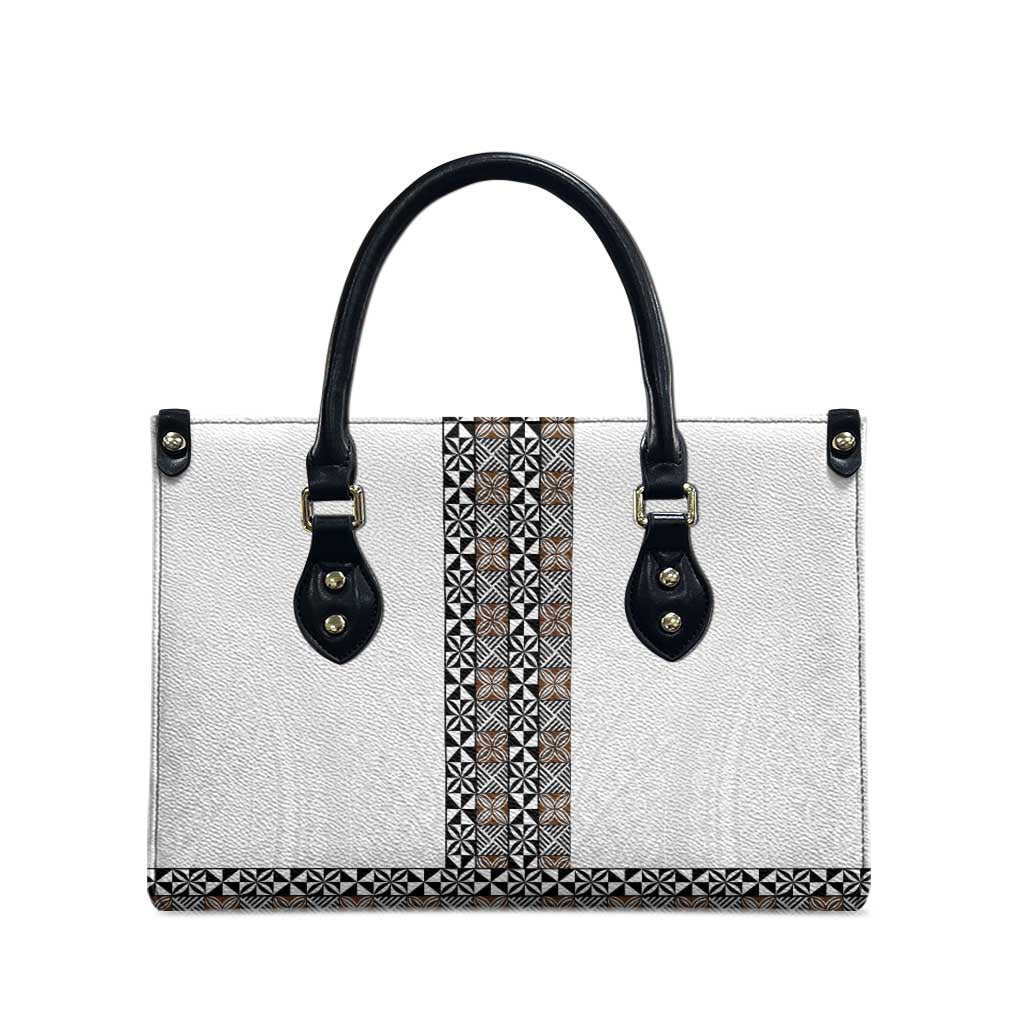 Light Gray Tongan Polynesian Tribal Leather Bag LT9 - Polynesian Pride