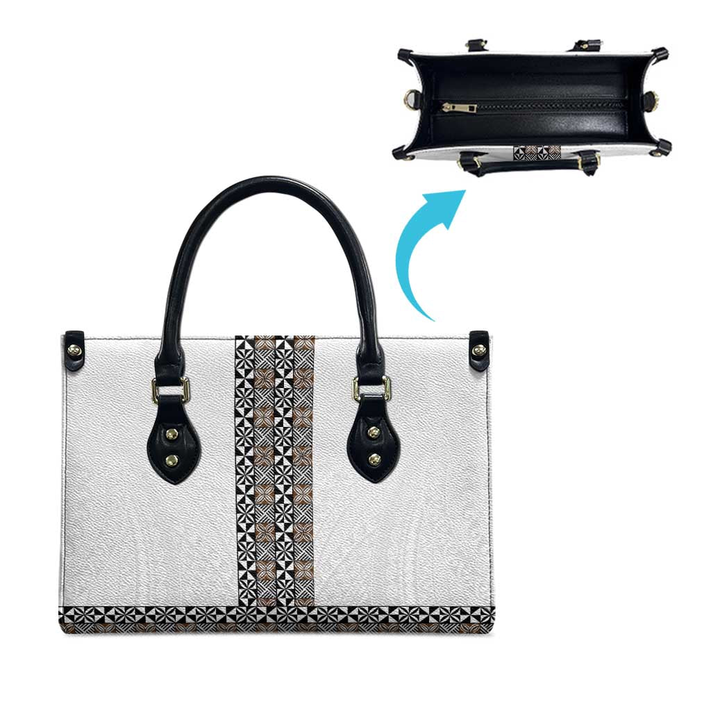 Light Gray Tongan Polynesian Tribal Leather Bag LT9 - Polynesian Pride