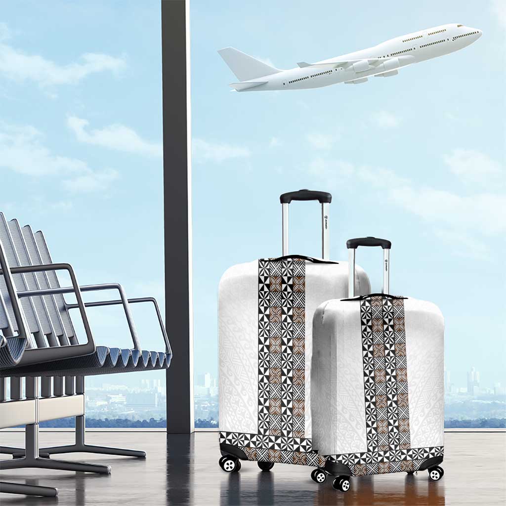 Light Gray Tongan Polynesian Tribal Luggage Cover - Polynesian Pride