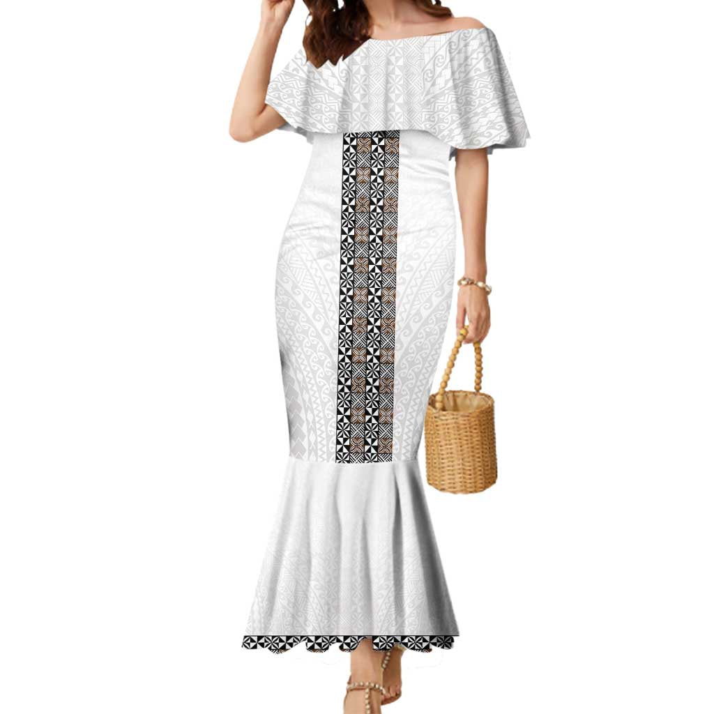 Light Gray Tongan Polynesian Tribal Mermaid Dress - Polynesian Pride