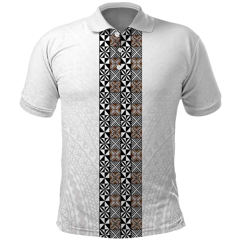 Light Gray Tongan Polynesian Tribal Polo Shirt LT9 White - Polynesian Pride