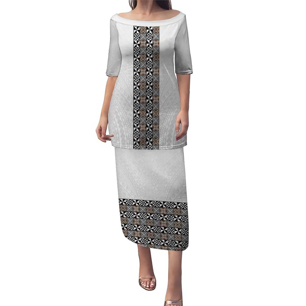 Light Gray Tongan Polynesian Tribal Puletasi - Polynesian Pride