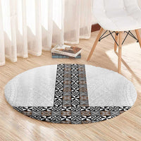 Light Gray Tongan Polynesian Tribal Round Carpet - Polynesian Pride
