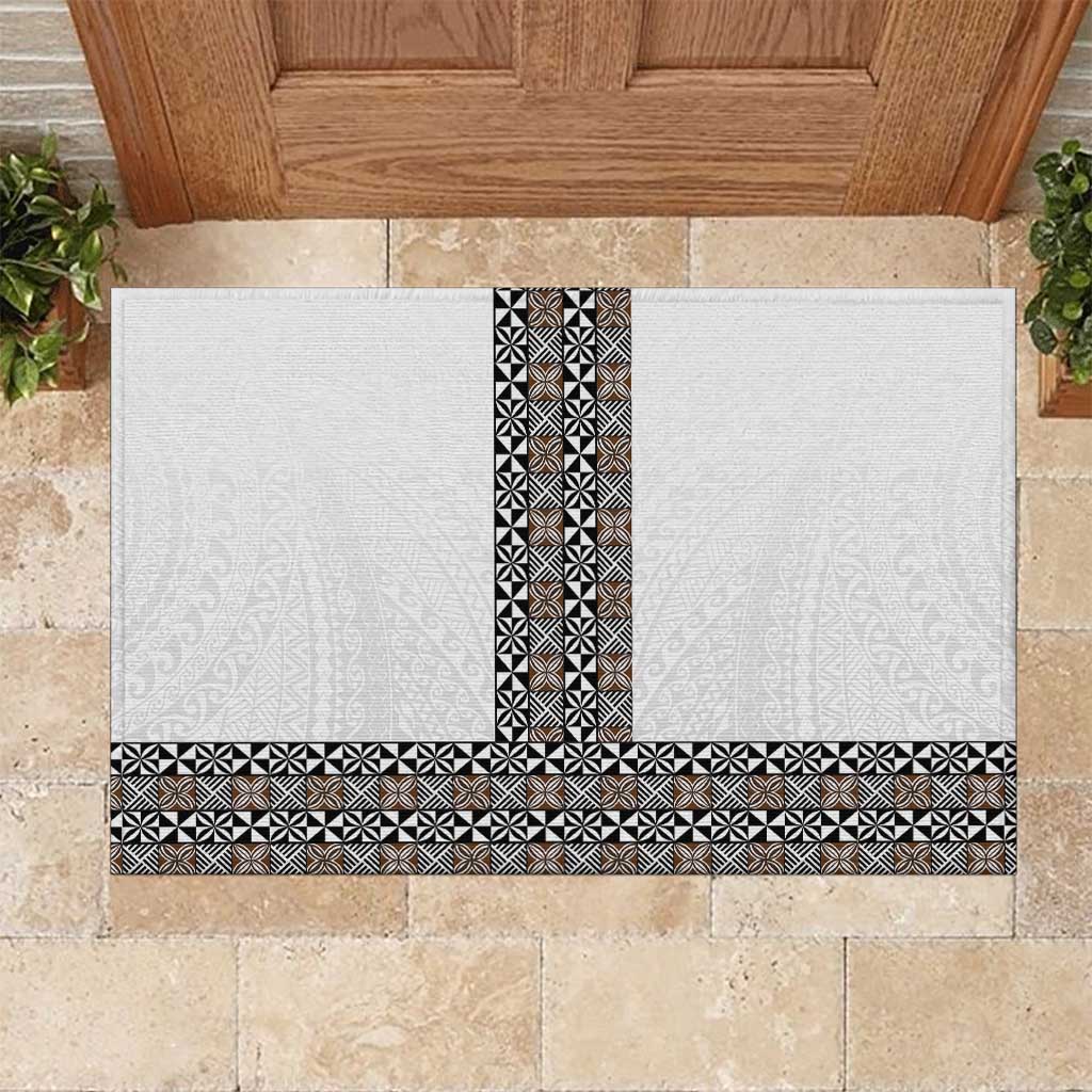 Light Gray Tongan Polynesian Tribal Rubber Doormat - Polynesian Pride