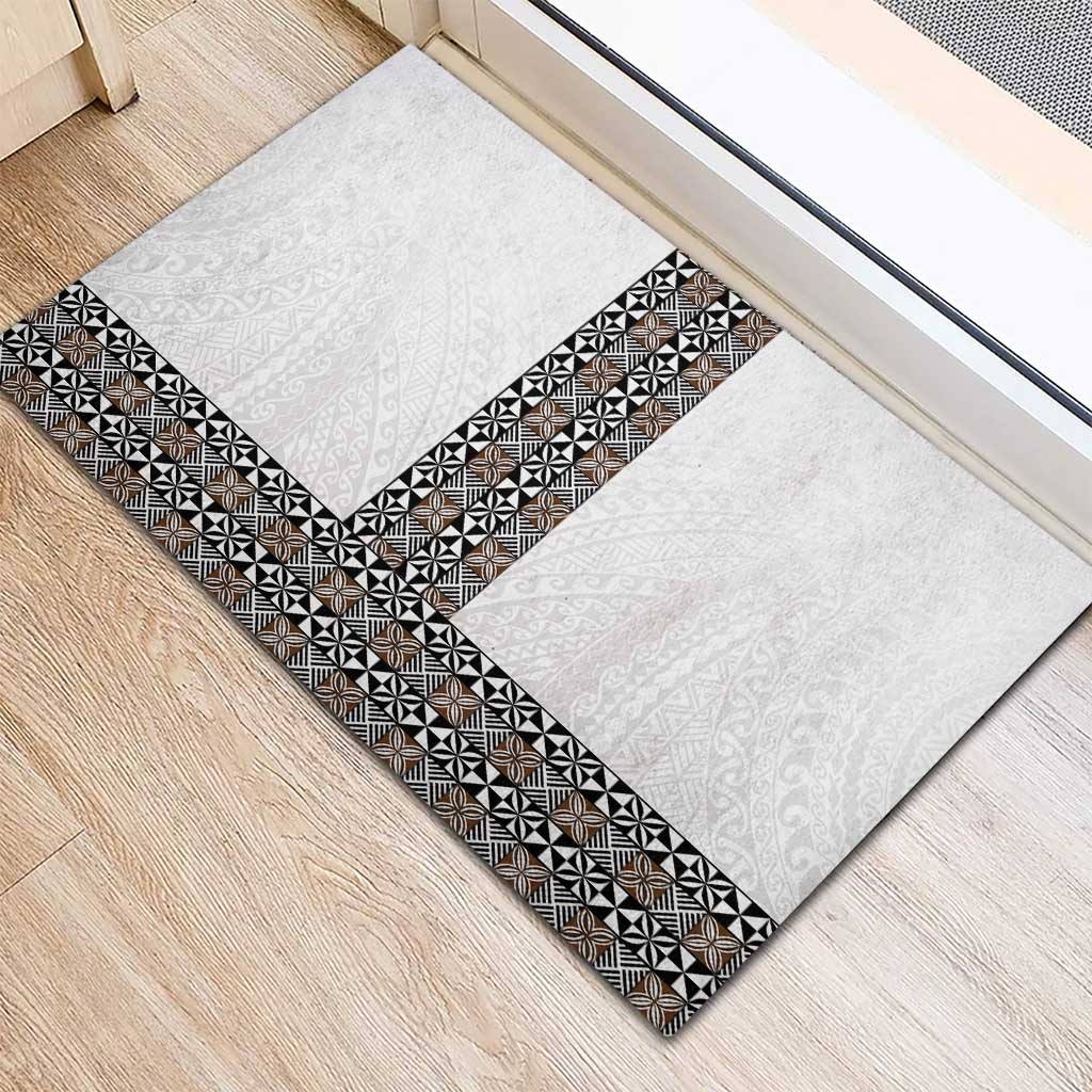 Light Gray Tongan Polynesian Tribal Rubber Doormat - Polynesian Pride