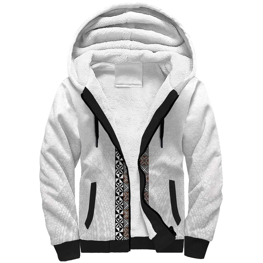 Light Gray Tongan Polynesian Tribal Sherpa Hoodie - Polynesian Pride