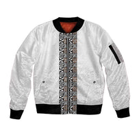 Light Gray Tongan Polynesian Tribal Sleeve Zip Bomber Jacket - Polynesian Pride