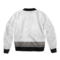 Light Gray Tongan Polynesian Tribal Sleeve Zip Bomber Jacket - Polynesian Pride