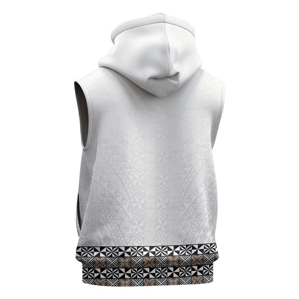 Light Gray Tongan Polynesian Tribal Sleeveless Hoodie LT9 - Polynesian Pride