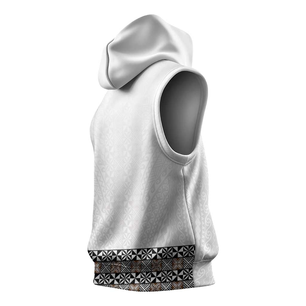 Light Gray Tongan Polynesian Tribal Sleeveless Hoodie LT9 - Polynesian Pride