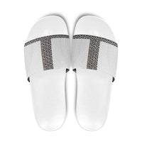 Light Gray Tongan Polynesian Tribal Slide Sandals LT9 White - Polynesian Pride