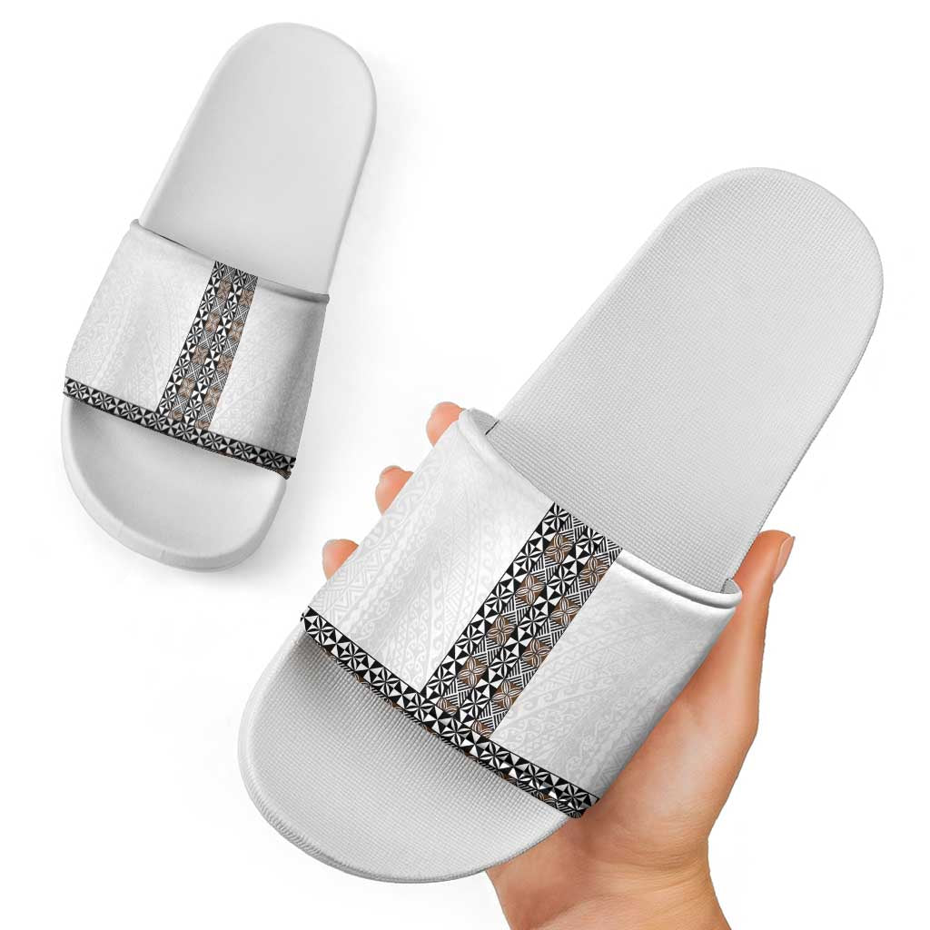 Light Gray Tongan Polynesian Tribal Slide Sandals LT9 - Polynesian Pride