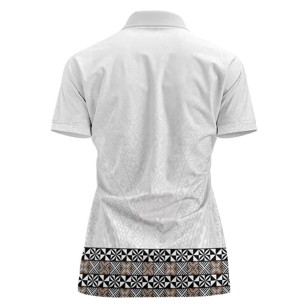 Light Gray Tongan Polynesian Tribal Women Polo Shirt - Polynesian Pride