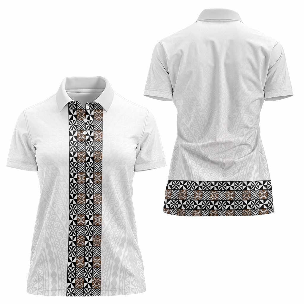 Light Gray Tongan Polynesian Tribal Women Polo Shirt - Polynesian Pride