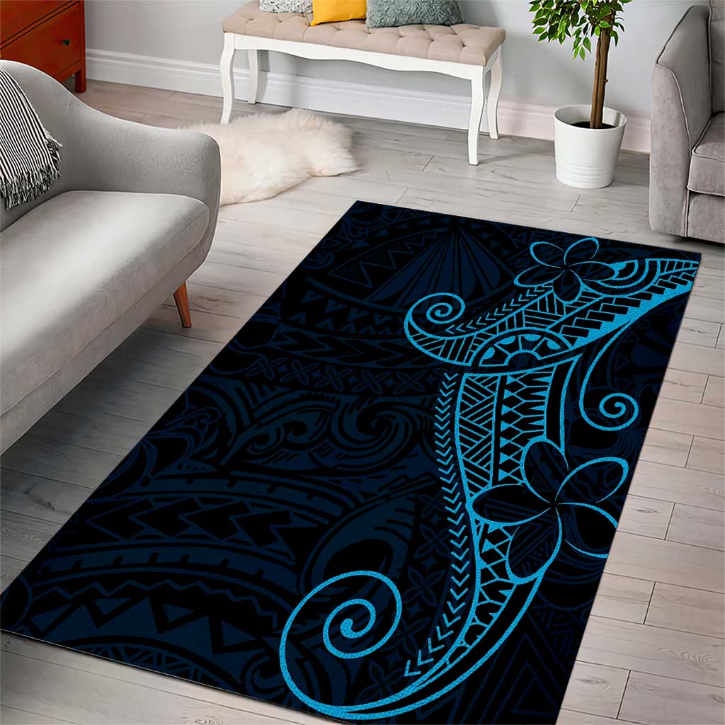 Black Blue Polynesian Tribal Area Rug LT9 - Polynesian Pride