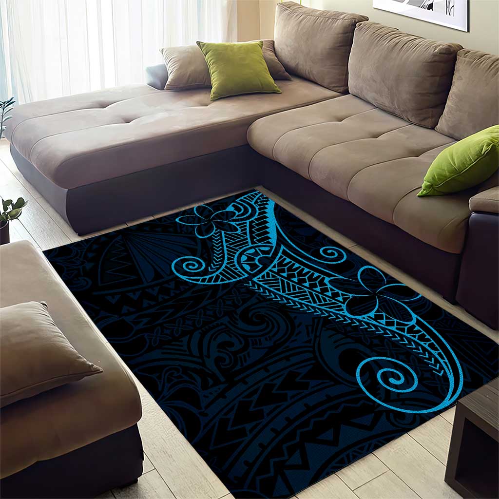 Black Blue Polynesian Tribal Area Rug LT9 - Polynesian Pride