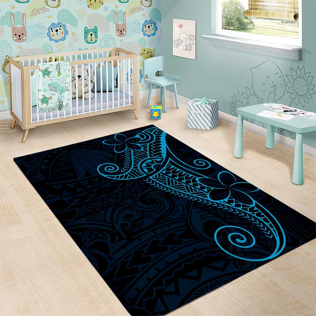 Black Blue Polynesian Tribal Area Rug LT9 - Polynesian Pride