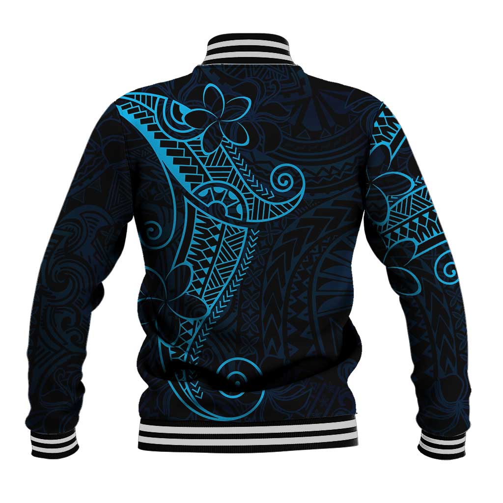 Black Blue Polynesian Tribal Baseball Jacket LT9 - Polynesian Pride