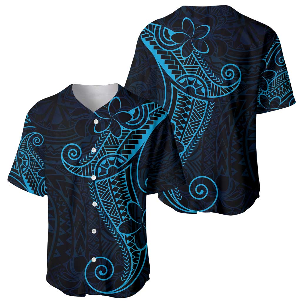 Black Blue Polynesian Tribal Baseball Jersey - Polynesian Pride