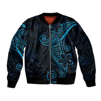 Black Blue Polynesian Tribal Bomber Jacket LT9 Unisex Blue - Polynesian Pride