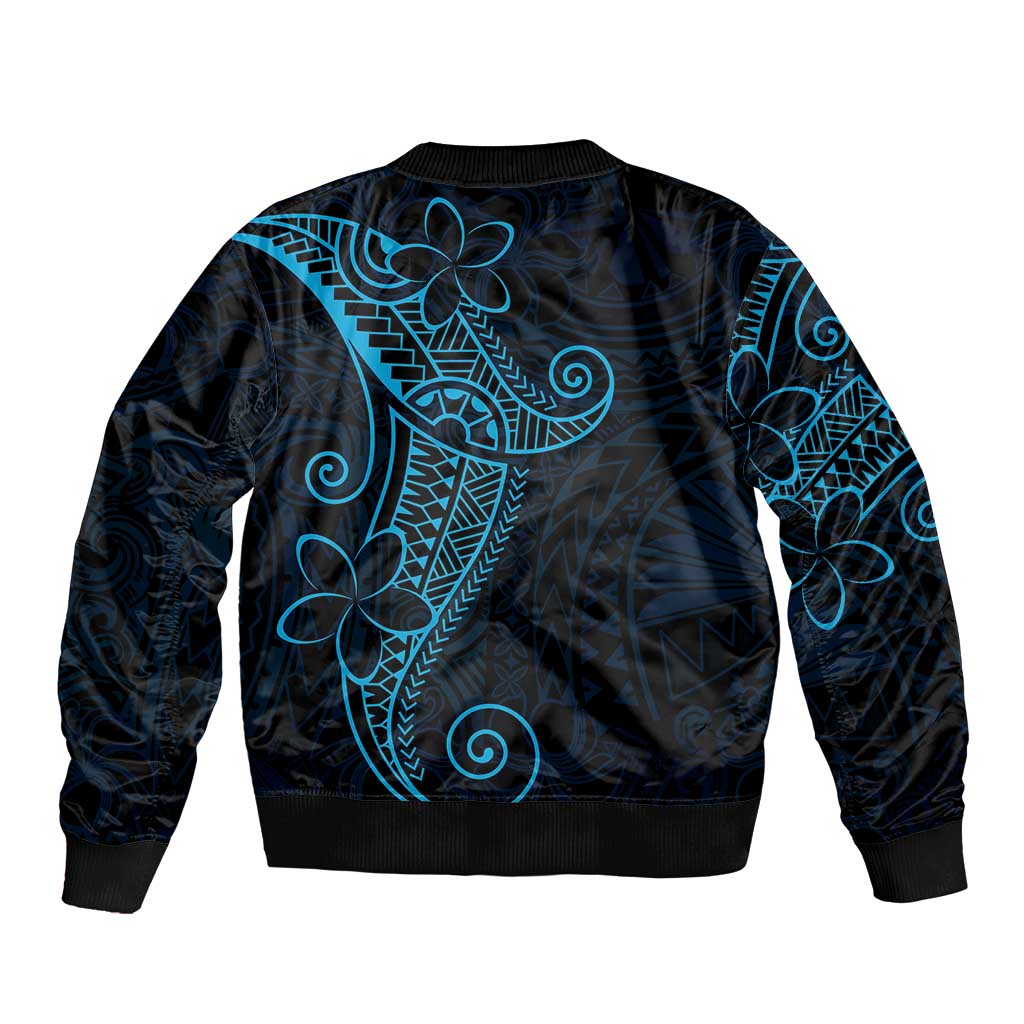 Black Blue Polynesian Tribal Bomber Jacket LT9 - Polynesian Pride
