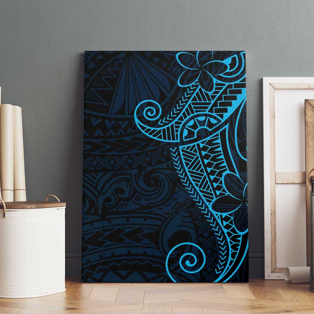 Black Blue Polynesian Tribal Canvas Wall Art - Polynesian Pride
